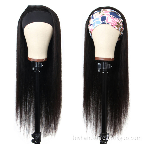 Headband human hair wigs for black women Peruvian straight hair headband wig,curly women ponytail headband wigs human hair